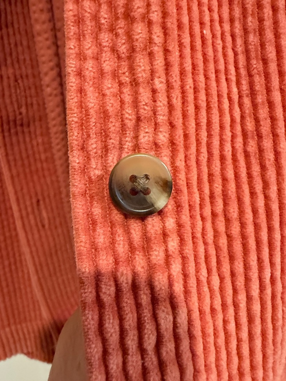 L.L. Bean Corduroy Button-Down Shirt in Rust Orange/Peach - Picture 5 of 6
